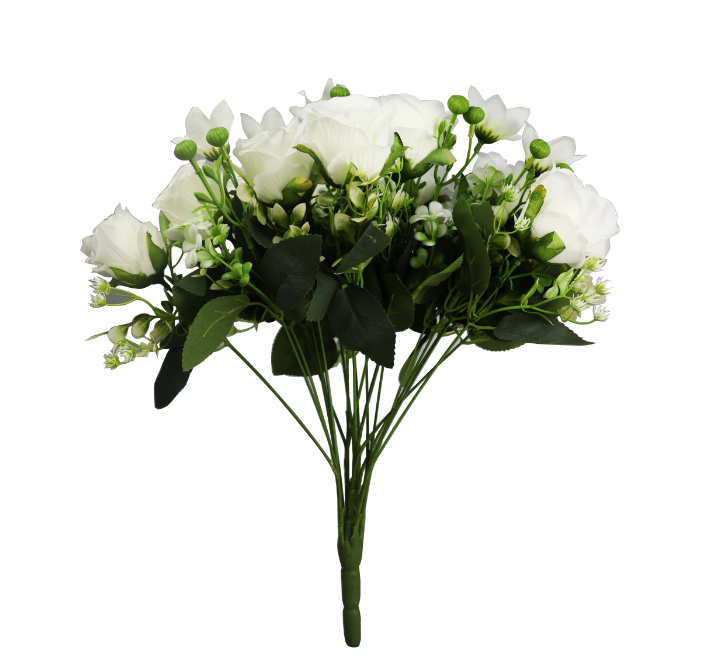 Artificial Rose Bunch White