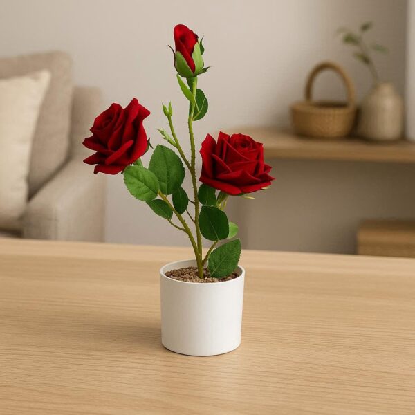 Artificial Red Rose Potted Plant
