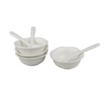 Round Porcelain Snack Bowls with Spoons