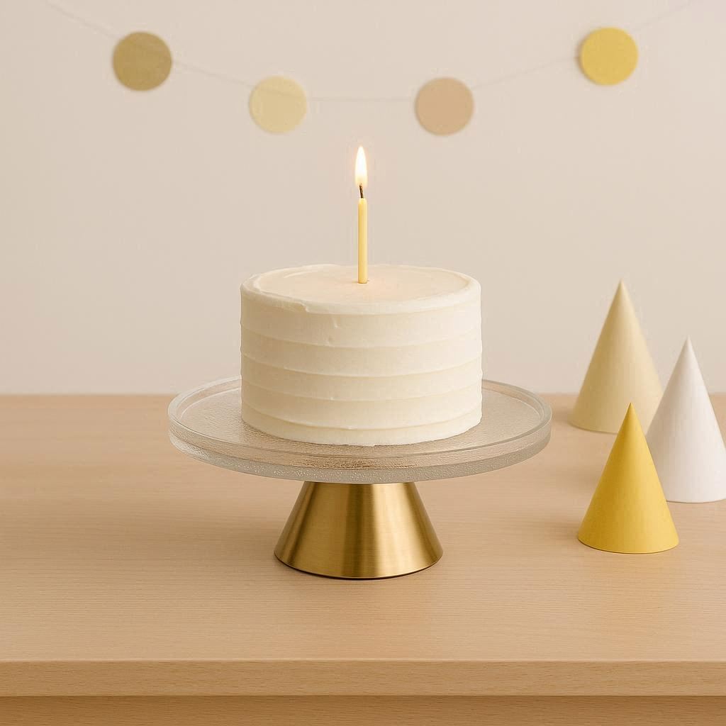 Glass Cake Stand Metal Base