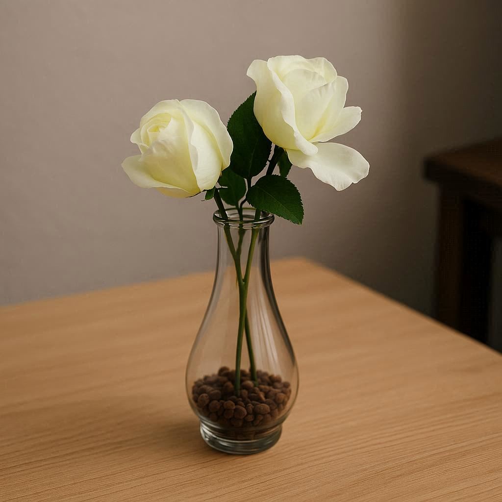 Glass Vase with Roses