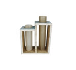 Wooden Candle Holder with Glass Insert