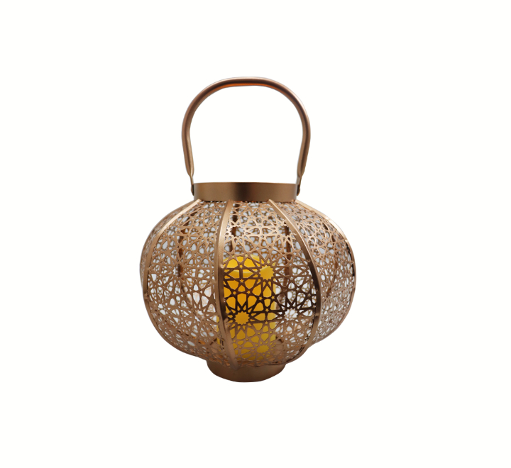 Rose Gold Lantern with an LED Candle