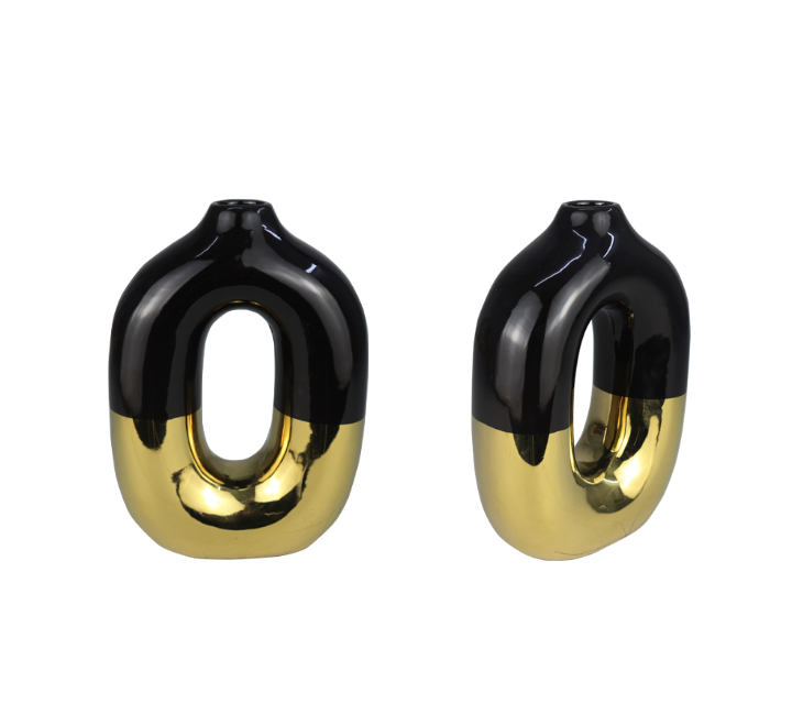 Oval Donut Vase Black