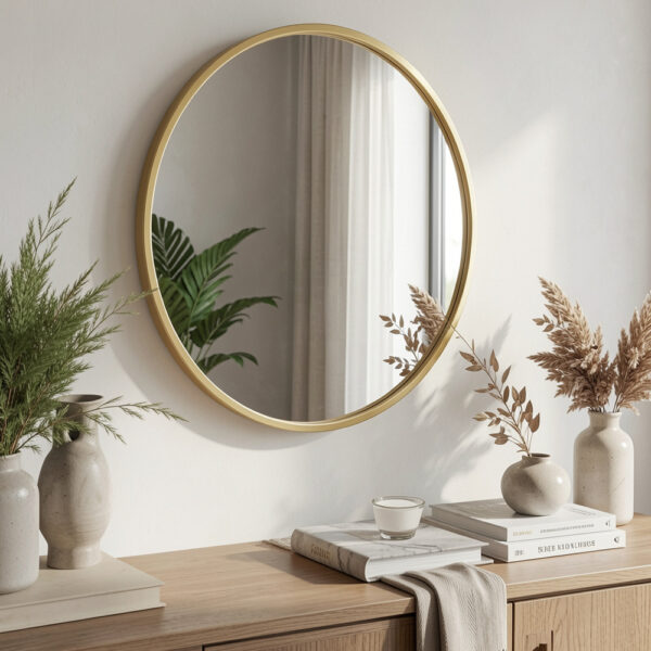 Gold Round Mirror