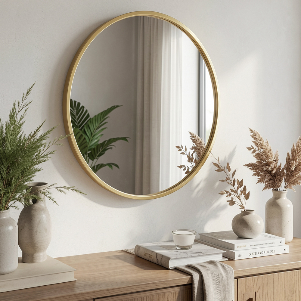 Gold Round Mirror