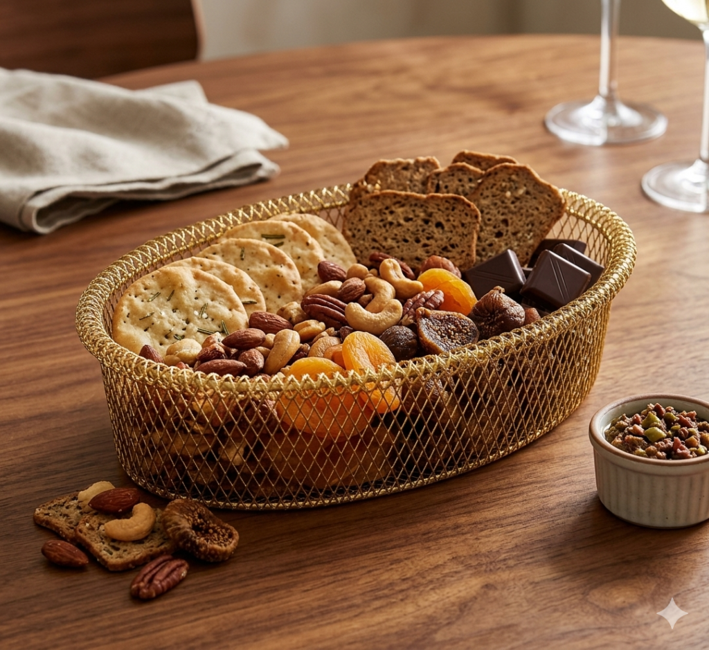 Gold Oval Mesh Basket