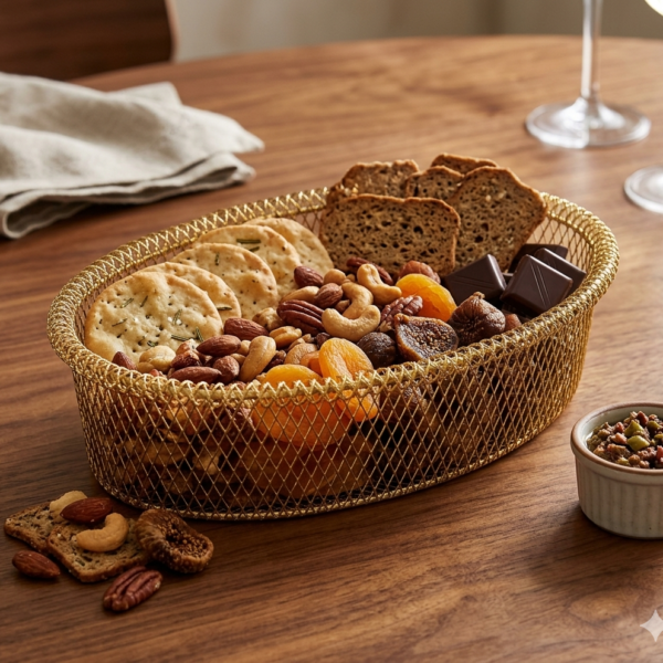 Gold Oval Mesh Basket