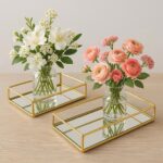 2pc Decorative Mirror Trays Gold