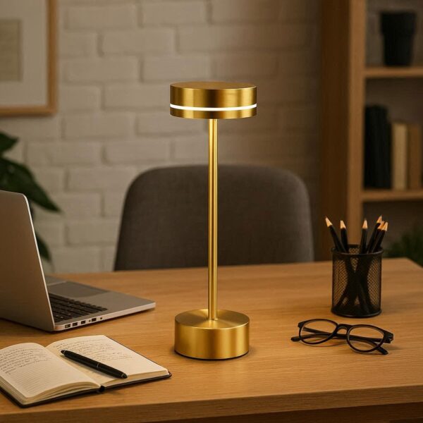 Rechargeable LED Metal Desk Lamp Gold