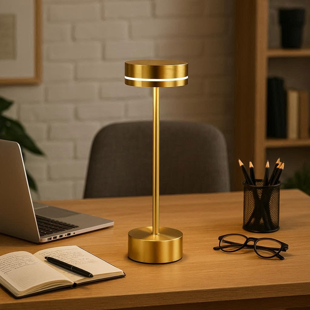 Rechargeable LED Metal Desk Lamp Gold