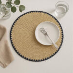 Round Woven Table Mat Black Edge 38cm