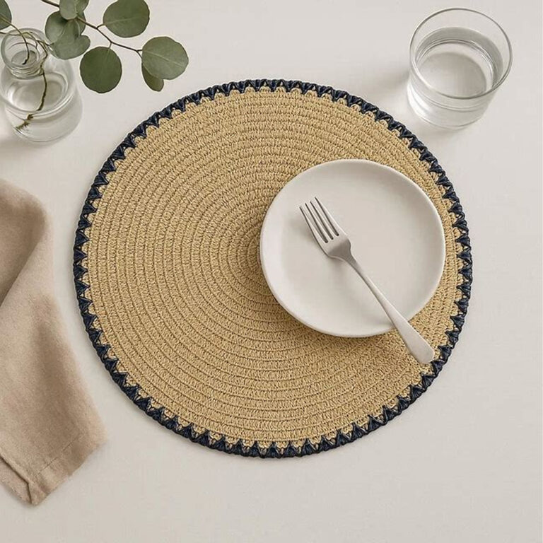 Round Woven Table Mat Black Edge 38cm