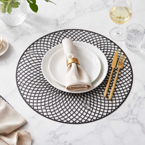 Round Black PU Table Mat 38cm