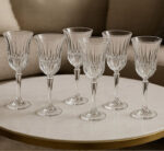 Clear Patterned Wine Glass 6pc