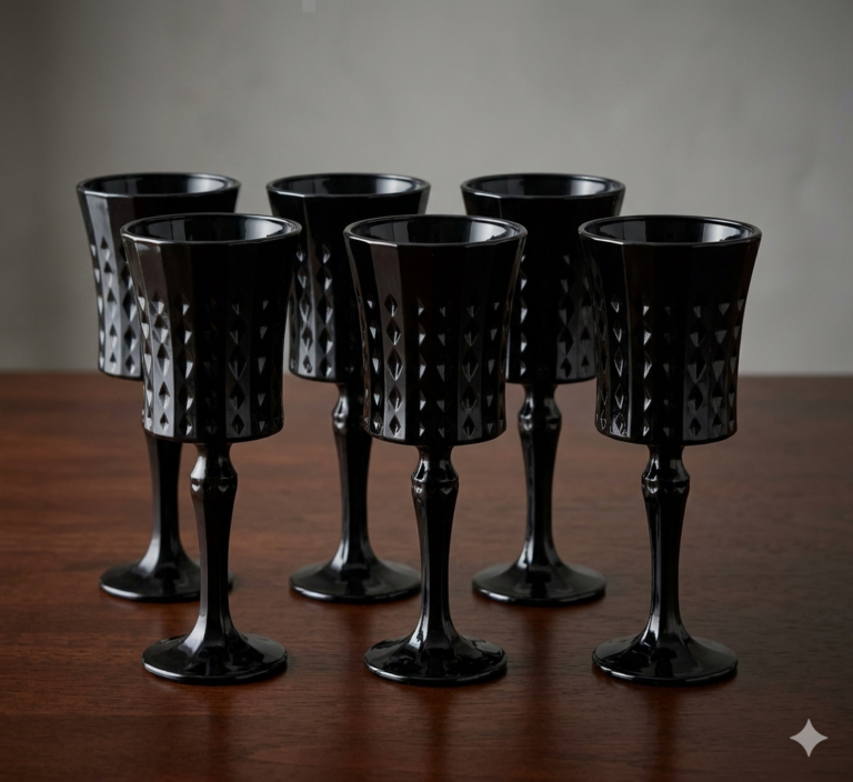 6pc Black Wine Glasses