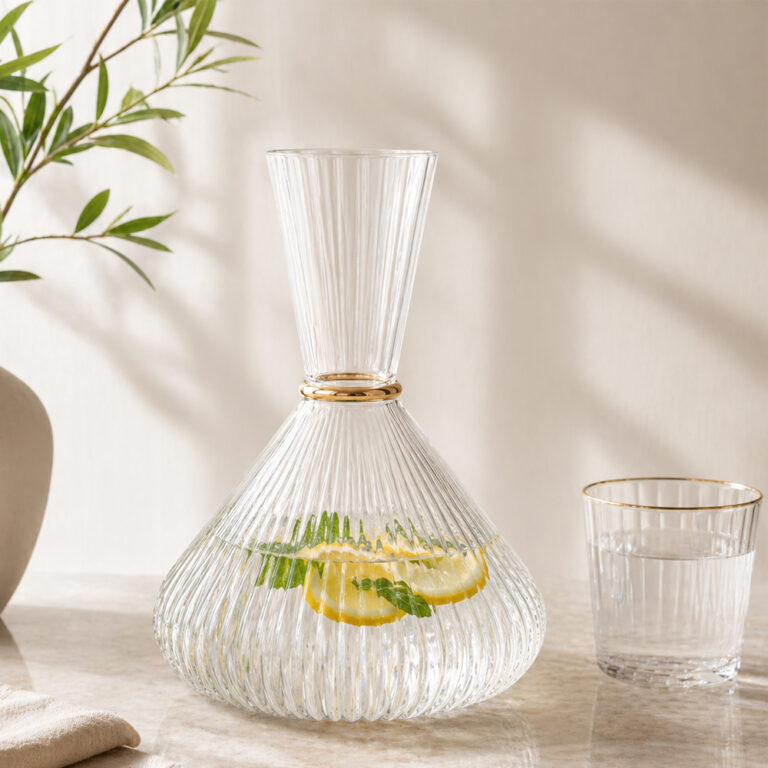 Glass Carafe with Gold Rim