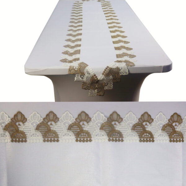 White and Taupe Table Runner 40x200cm