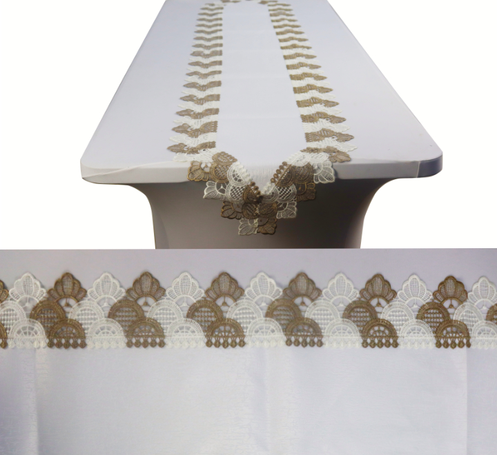 White and Taupe Table Runner 40x200cm