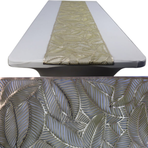 PU Table Runner Leaf Pattern Gold