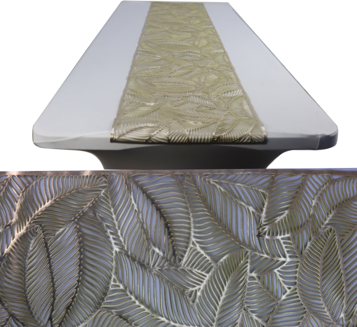 PU Table Runner Leaf Pattern Gold