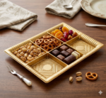 6 Division Plastic Serving Tray with Lid 