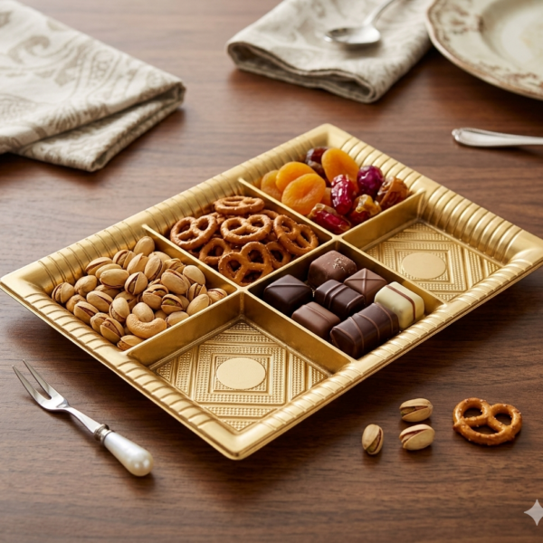 6 Division Plastic Serving Tray with Lid 