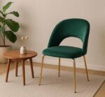 Velvet Dining Chair Gold Metal Legs