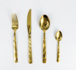 24pc Gold Cutlery Set Diamond Pattern