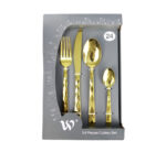 24pc Gold Cutlery Set Diamond Pattern