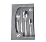 24pc Silver Cutlery Set Striped Handle