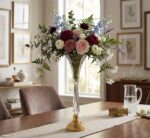 Tall Fluted Acrylic Vase with Gold Base