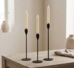 3pc Candle Holder Black/Gold
