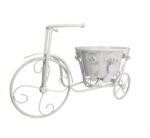 White Metal Bicycle Flower Pot