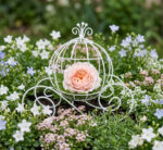 White Iron Carriage Centerpiece