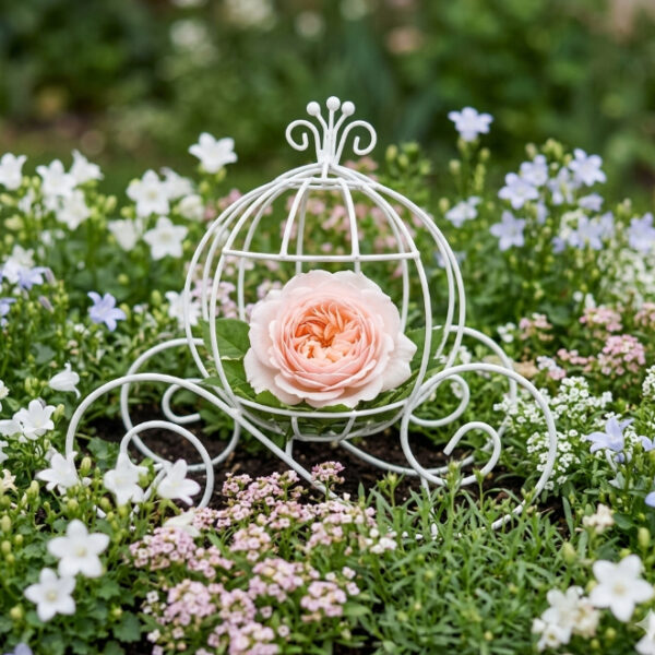 White Iron Carriage Centerpiece
