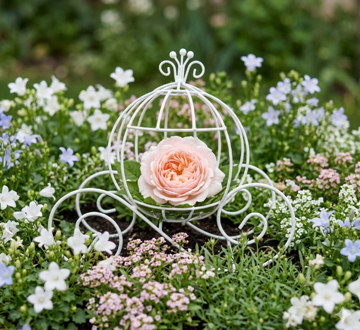 White Iron Carriage Centerpiece