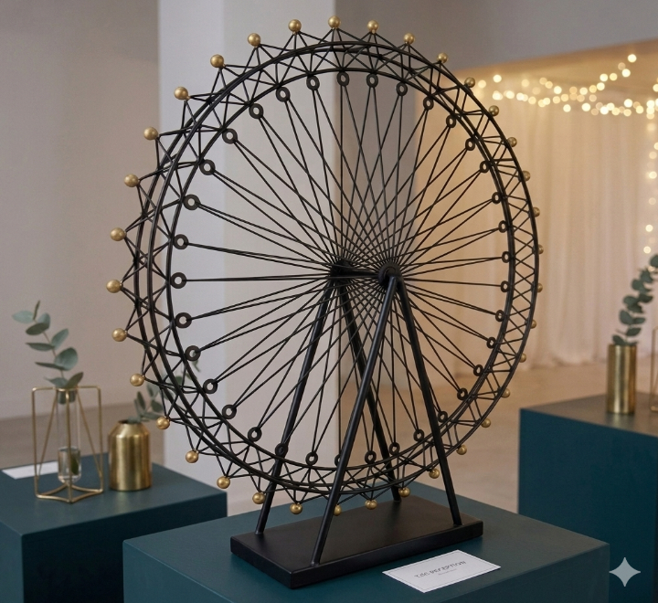 Black Ferris Wheel Decor with Gold Accents