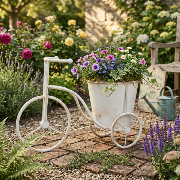 Metal Bicycle Flowerpot Rustic Look