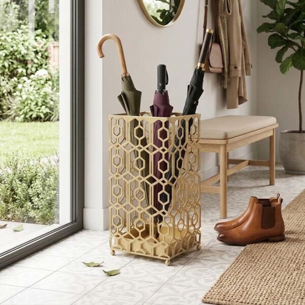 Gold Metal Umbrella Holder Square