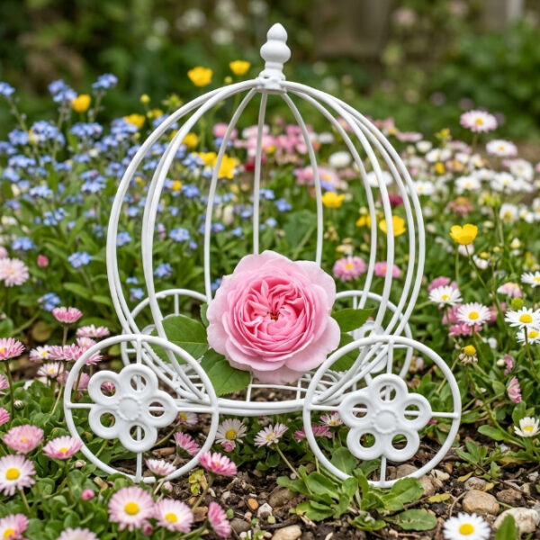 White Metal Wire Pumpkin Carriage