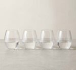 Crystal Stemless Wine Glass Ribbed Design 4pc