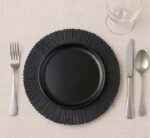 Black Plastic Underplate Striped Edge
