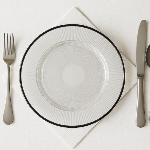 Clear Plastic Underplate Striped Design 33cm