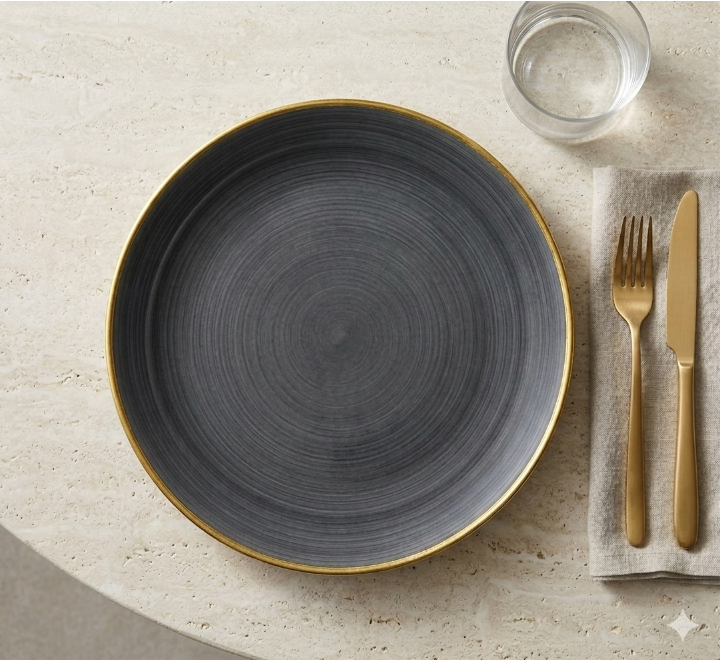 Plastic Underplate with Gold Rim 33cm