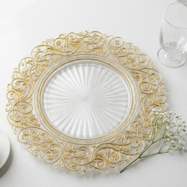 Clear Plastic Underplate Floral Edge 33cm